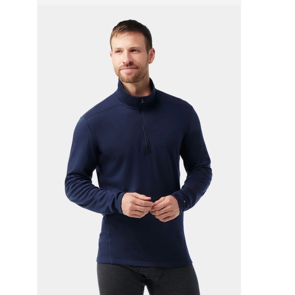 Smartwool 1/4 Zip Pullover Mens XL Navy Blue Classic Thermal Merino Base Layer